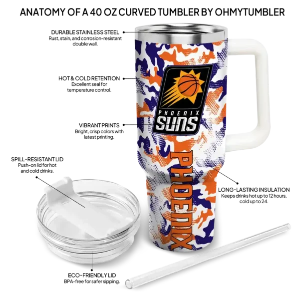 personalized phoenix suns camo mashup purple white curved tumbler new arrival 1.webp