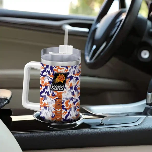 personalized phoenix suns camo mashup purple white curved tumbler trendy 1.webp