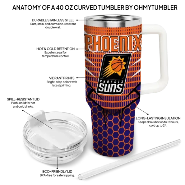 personalized phoenix suns hex texture purple curved tumbler new arrival 1.webp