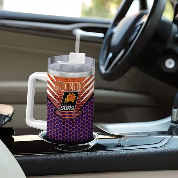 personalized phoenix suns hex texture purple curved tumbler trendy 1.webp