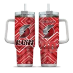 personalized portland trail blazers bold diamonds red curved tumbler best selling 1.webp