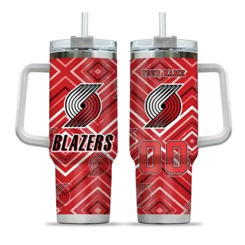 personalized portland trail blazers bold diamonds red curved tumbler best selling 1.webp