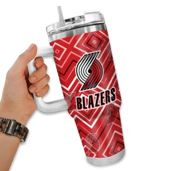 personalized portland trail blazers bold diamonds red curved tumbler fashion forward 1.webp