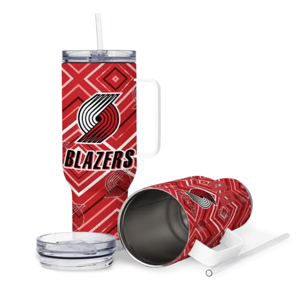 personalized portland trail blazers bold diamonds red curved tumbler high quality 1.webp
