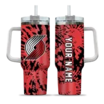 personalized portland trail blazers burst swirl red curved tumbler best selling 1.webp