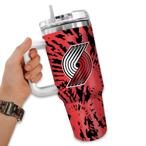 personalized portland trail blazers burst swirl red curved tumbler fashion forward 1.webp