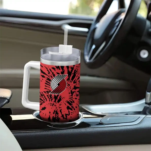 personalized portland trail blazers burst swirl red curved tumbler trendy 1.webp