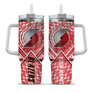 personalized portland trail blazers chevron angle red curved tumbler best selling 1.webp