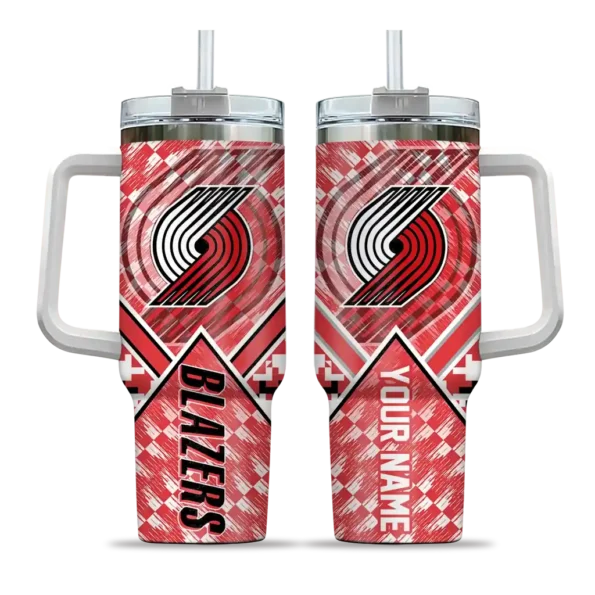 personalized portland trail blazers chevron angle red curved tumbler best selling 1.webp