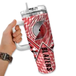 personalized portland trail blazers chevron angle red curved tumbler best selling 1.webp