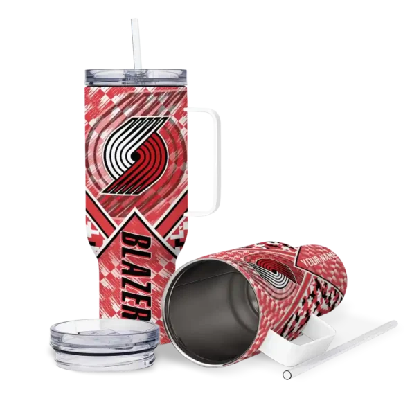 personalized portland trail blazers chevron angle red curved tumbler high quality 1.webp
