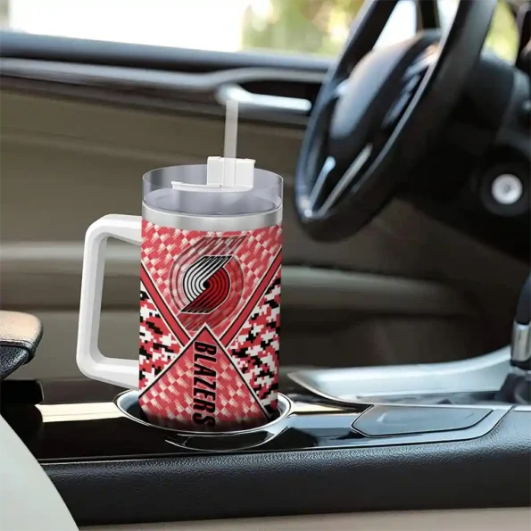 personalized portland trail blazers chevron angle red curved tumbler trendy 1.webp