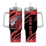 personalized portland trail blazers claw cut red black curved tumbler best selling 1.webp