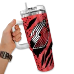 personalized portland trail blazers claw cut red black curved tumbler best selling 1.webp