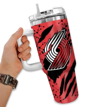 personalized portland trail blazers claw cut red black curved tumbler fashion forward 1.webp