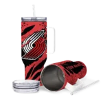 personalized portland trail blazers claw cut red black curved tumbler best selling 1.webp