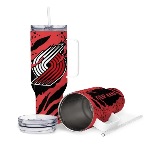 personalized portland trail blazers claw cut red black curved tumbler high quality 1.webp