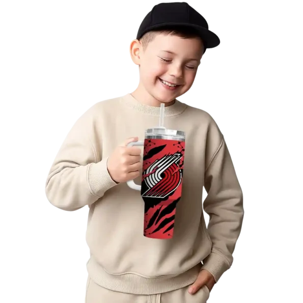 personalized portland trail blazers claw cut red black curved tumbler latest model 1.webp