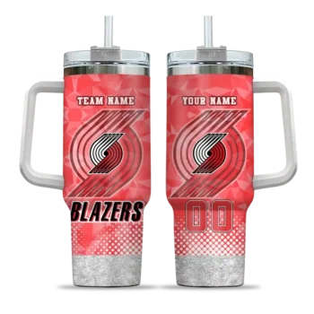 personalized portland trail blazers geometric prism red curved tumbler best selling 1.webp