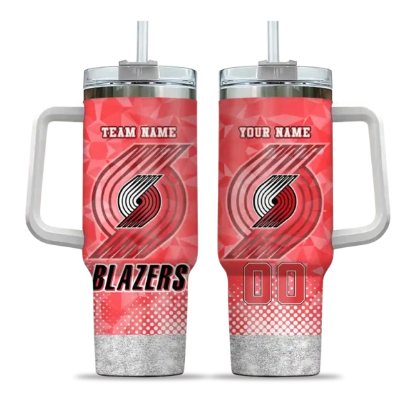 personalized portland trail blazers geometric prism red curved tumbler best selling 1.webp