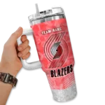 personalized portland trail blazers geometric prism red curved tumbler best selling 1.webp