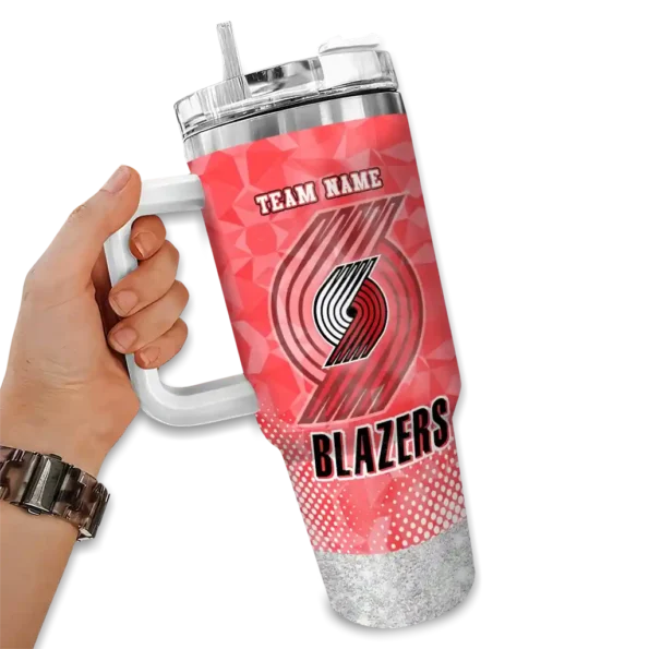 personalized portland trail blazers geometric prism red curved tumbler fashion forward 1.webp