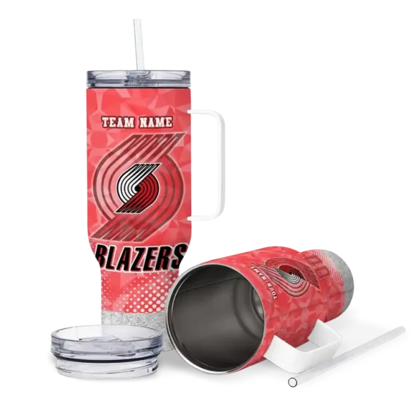 personalized portland trail blazers geometric prism red curved tumbler high quality 1.webp