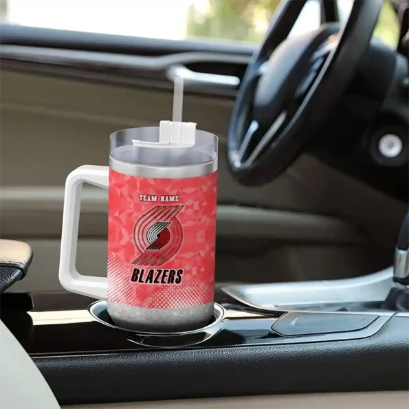 personalized portland trail blazers geometric prism red curved tumbler trendy 1.webp