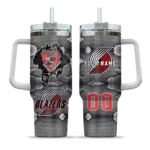 personalized portland trail blazers superman shield red gray curved tumbler best selling 1.webp