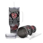personalized portland trail blazers superman shield red gray curved tumbler best selling 1.webp