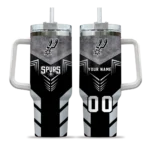 personalized san antonio spurs arrow armor silver black curved tumbler best selling 1.webp