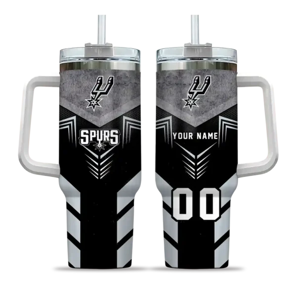 personalized san antonio spurs arrow armor silver black curved tumbler best selling 1.webp