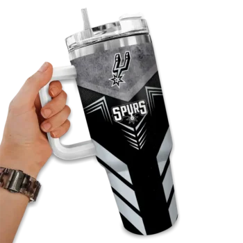 personalized san antonio spurs arrow armor silver black curved tumbler fashion forward 1.webp