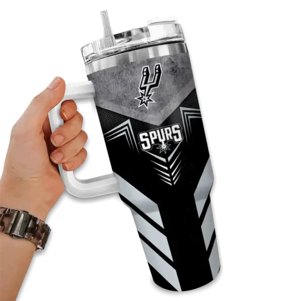 personalized san antonio spurs arrow armor silver black curved tumbler fashion forward 1.webp