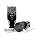 personalized san antonio spurs arrow armor silver black curved tumbler best selling 1.webp