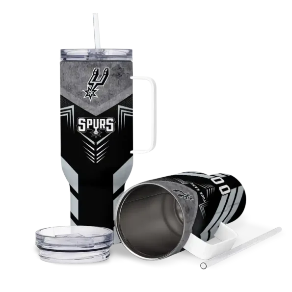 personalized san antonio spurs arrow armor silver black curved tumbler high quality 1.webp