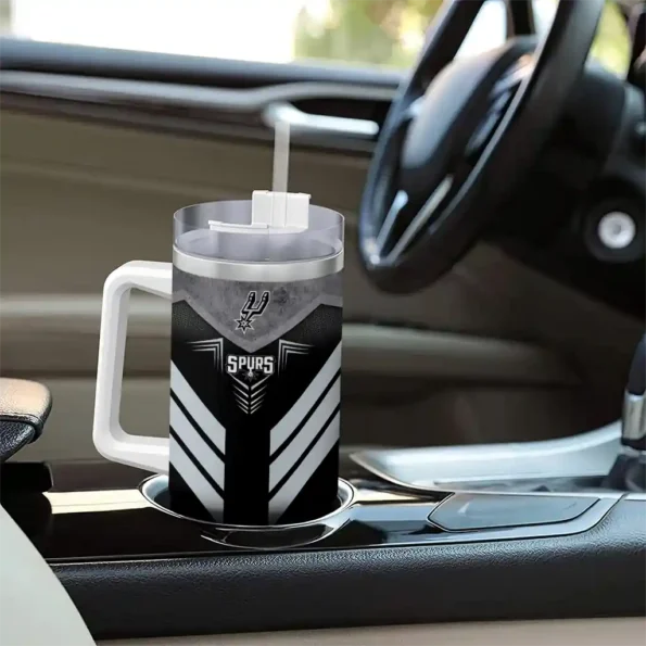 personalized san antonio spurs arrow armor silver black curved tumbler trendy 1.webp