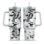 personalized san antonio spurs camo mashup silver white curved tumbler best selling 1.webp