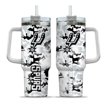personalized san antonio spurs camo mashup silver white curved tumbler best selling 1.webp