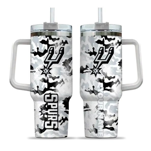 personalized san antonio spurs camo mashup silver white curved tumbler best selling 1.webp