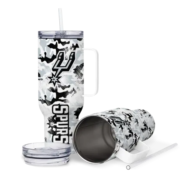 personalized san antonio spurs camo mashup silver white curved tumbler high quality 1.webp