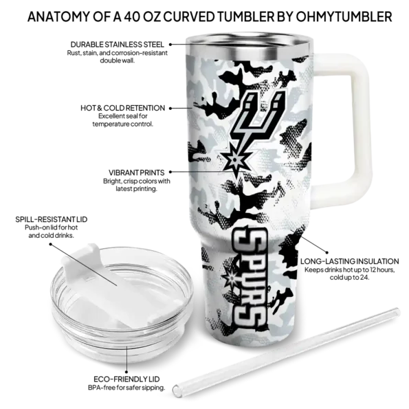 personalized san antonio spurs camo mashup silver white curved tumbler new arrival 1.webp