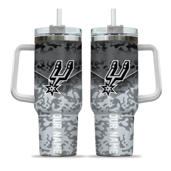 personalized san antonio spurs chevron stripe silver curved tumbler best selling 1.webp