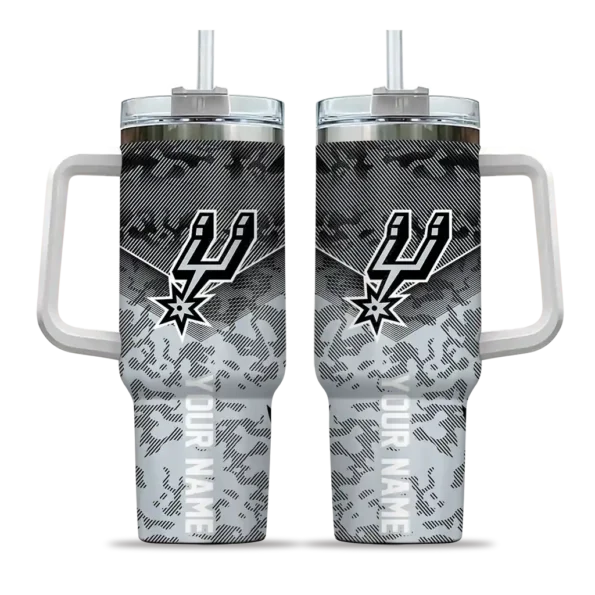 personalized san antonio spurs chevron stripe silver curved tumbler best selling 1.webp