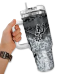 personalized san antonio spurs chevron stripe silver curved tumbler best selling 1.webp
