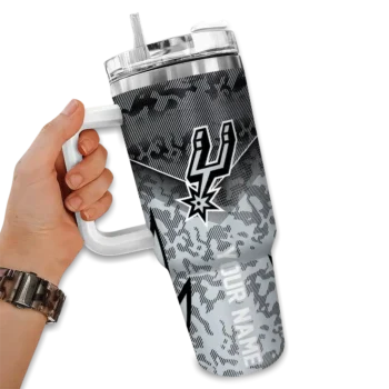 personalized san antonio spurs chevron stripe silver curved tumbler fashion forward 1.webp