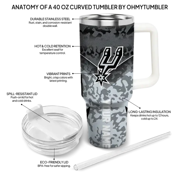 personalized san antonio spurs chevron stripe silver curved tumbler new arrival 1.webp