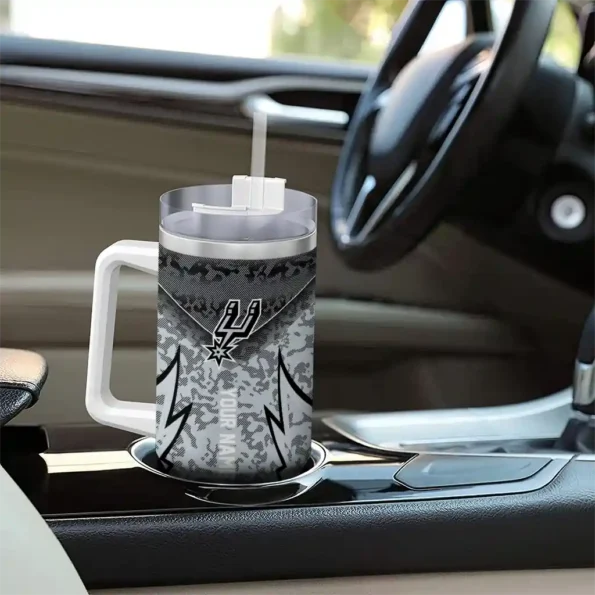 personalized san antonio spurs chevron stripe silver curved tumbler trendy 1.webp