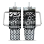 personalized san antonio spurs hex texture silver curved tumbler best selling 1.webp