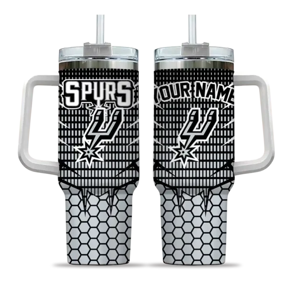 personalized san antonio spurs hex texture silver curved tumbler best selling 1.webp